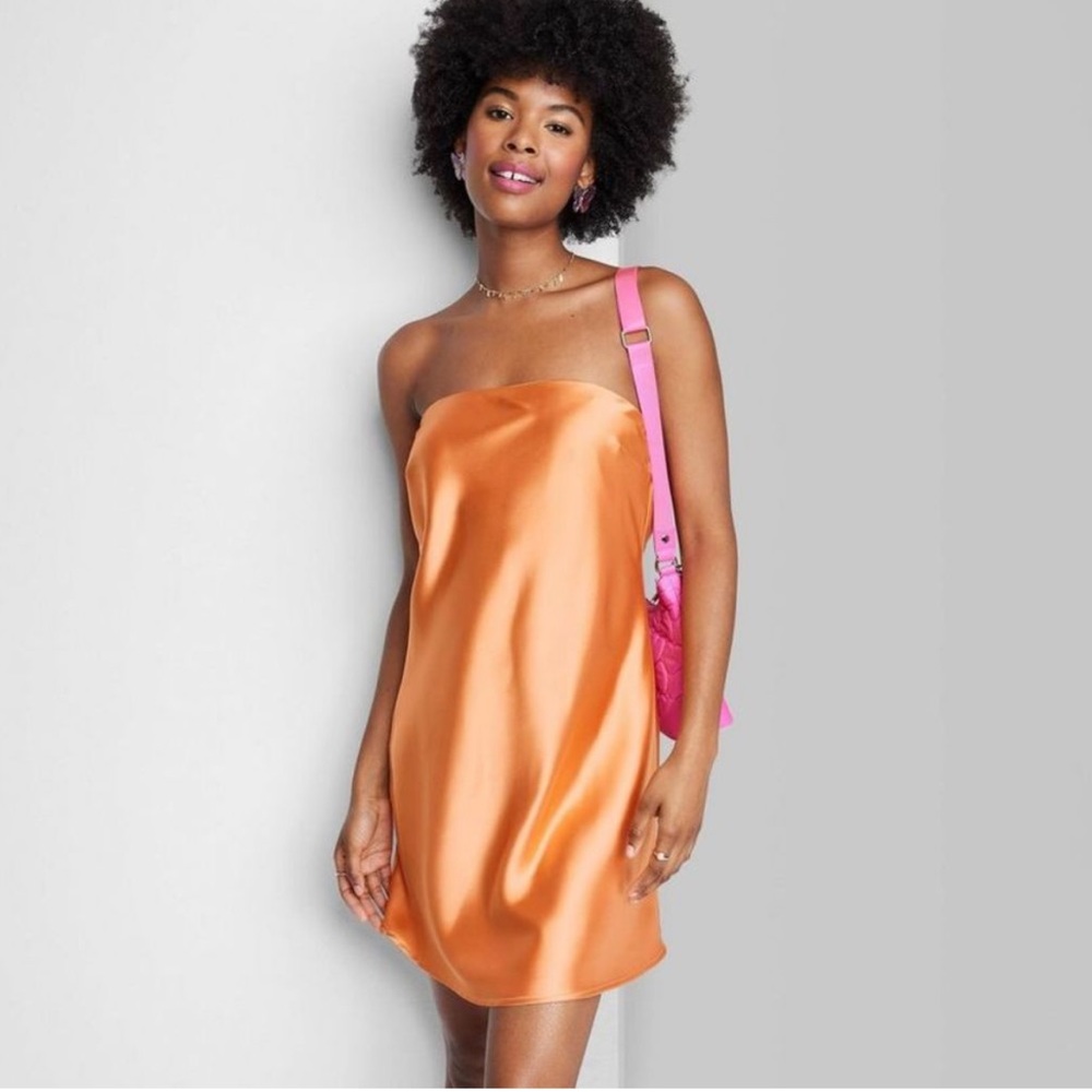 Wild fable slip satin sleeveless dress XXL in orange